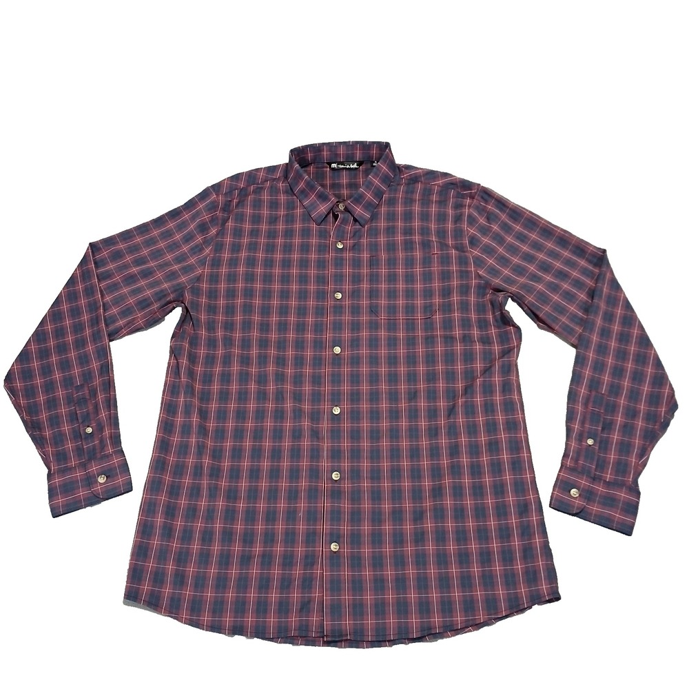 Travis Mathew Shirt Mens Size XL‎ Plaid Button Up Long Sleeve Casual Lightweight